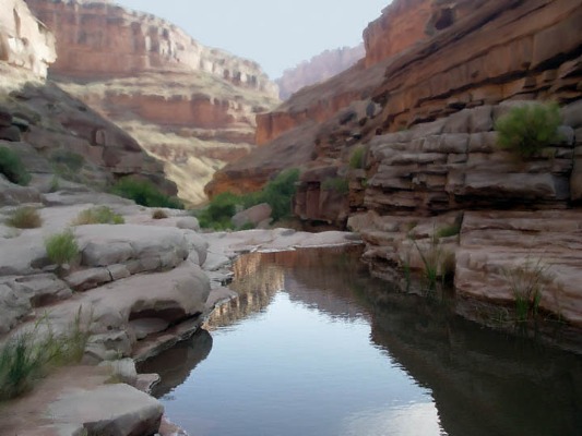 Canyon Pool Digital painting of a side canyon near the San Juan River, Utah