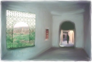 Room with a View Digital painting of scenes from Morocco. Digital Image Purchase Award, Muse Gallery, Prescott, Arizona