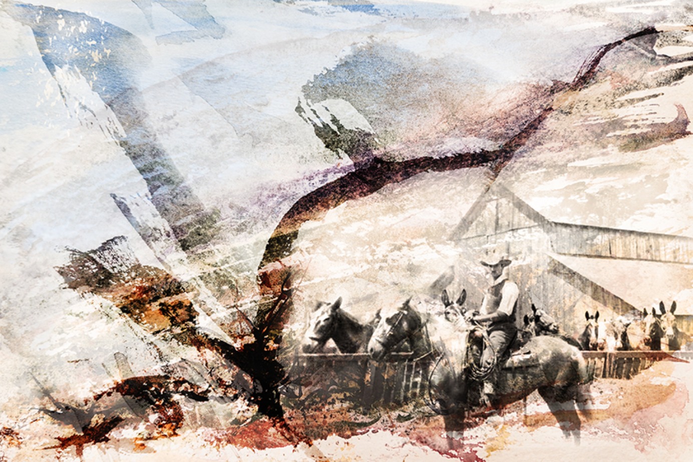 Corral Dust Mixed Media - watercolor and digital photography